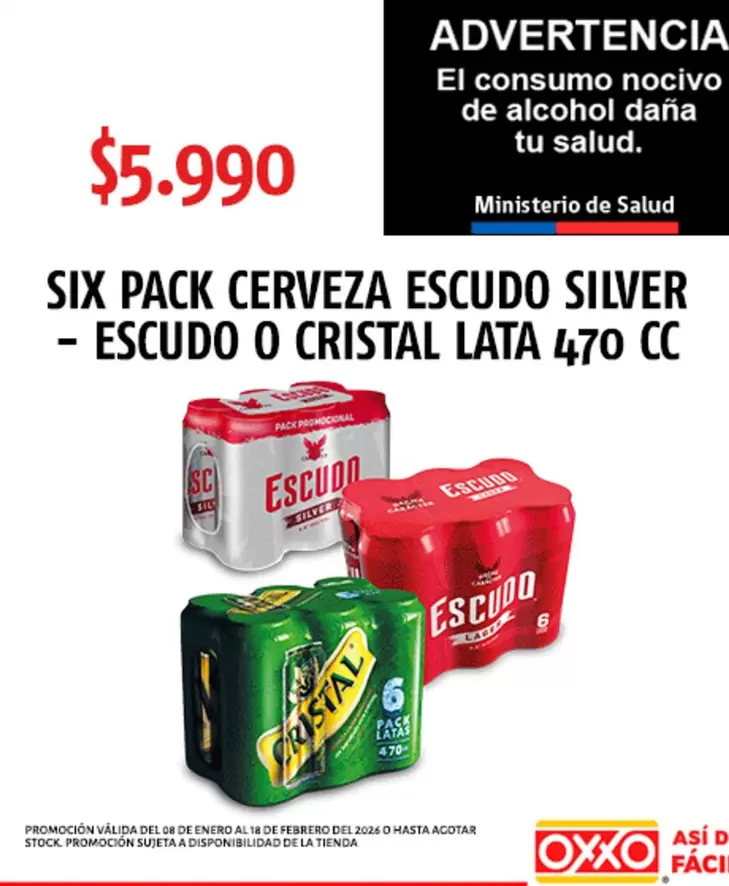 Escudo - Six Pack Cerveza  Silver -  O Cristal Lata