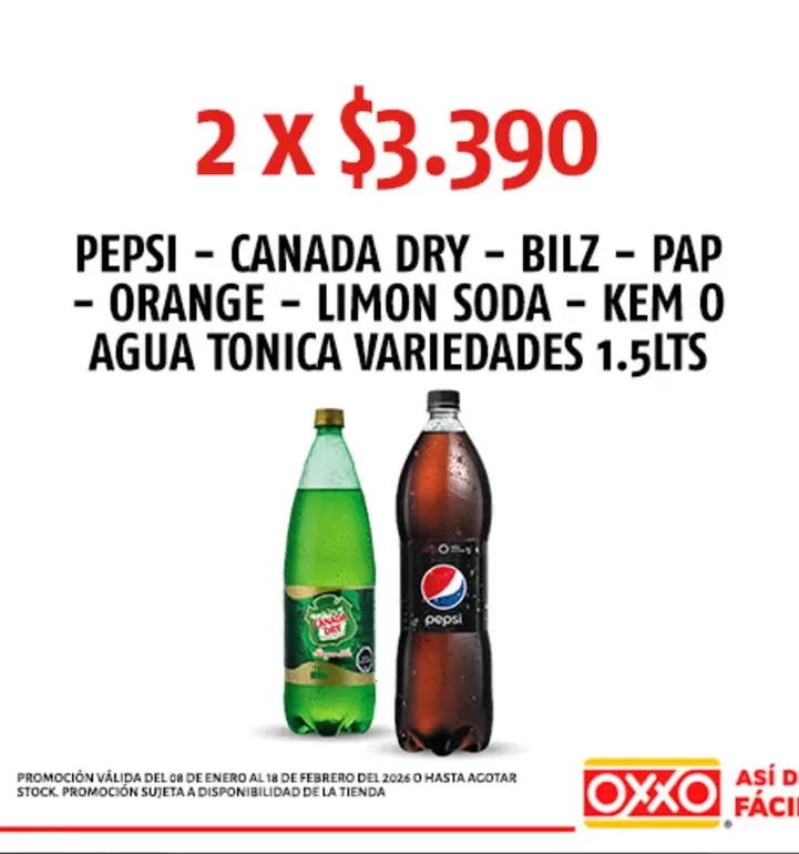 Pepsi - Canada Dry - Bilz - Pap - Orange - Limon Soda - Kem O Agua Tonica Variedades 1.5lts