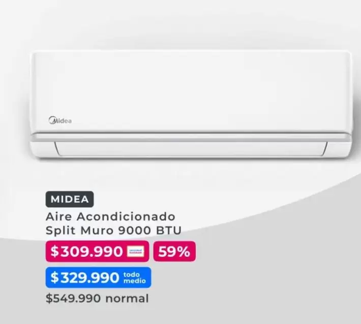 Midea - Aire Acondicionado Split Muro 9000 BTU