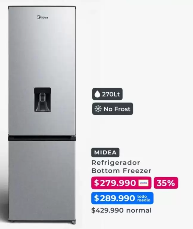 Midea - Refrigerador Bottom Freezer