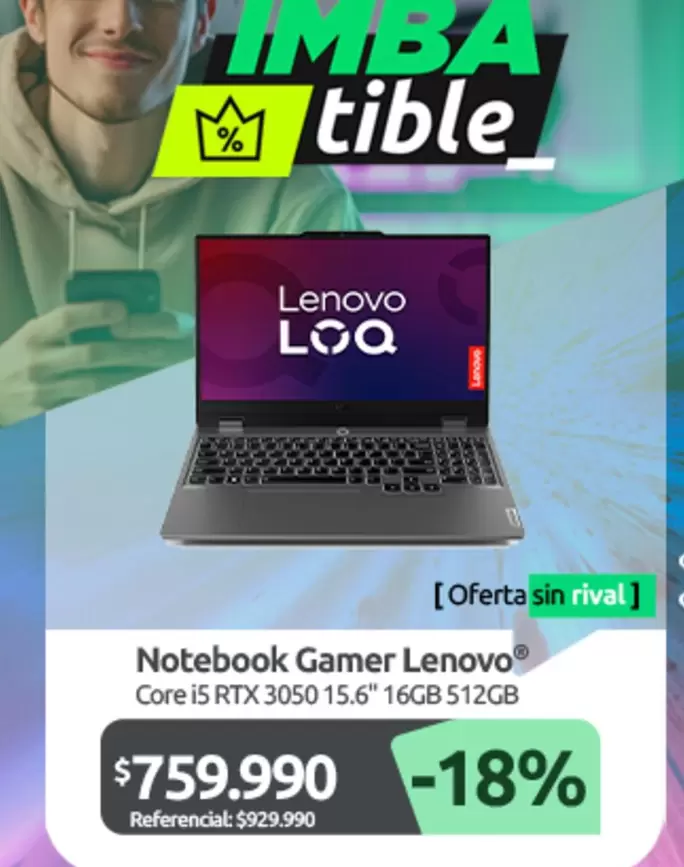 Lenovo - Notebook Gamer  Core i5 RTX 3050 15.6" 16GB 512GB