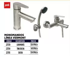 Monomandos Linea Vermont