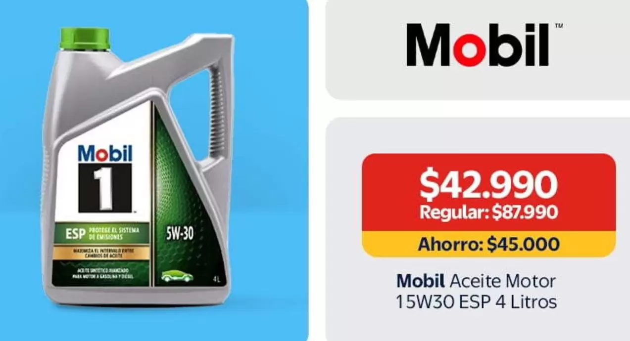 Mobil Aceite Motor 15W30 ESP 4 Litros