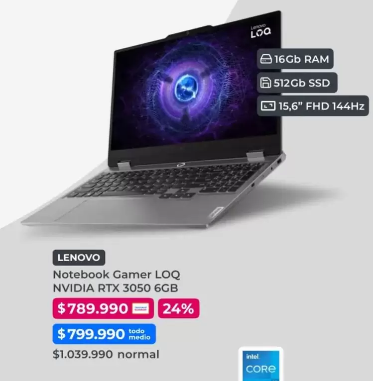 Lenovo - Notebook Gamer LOQ NVIDRIA RTX 3050 6GB