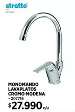 Monomando Lavaplatos Cromo Modena