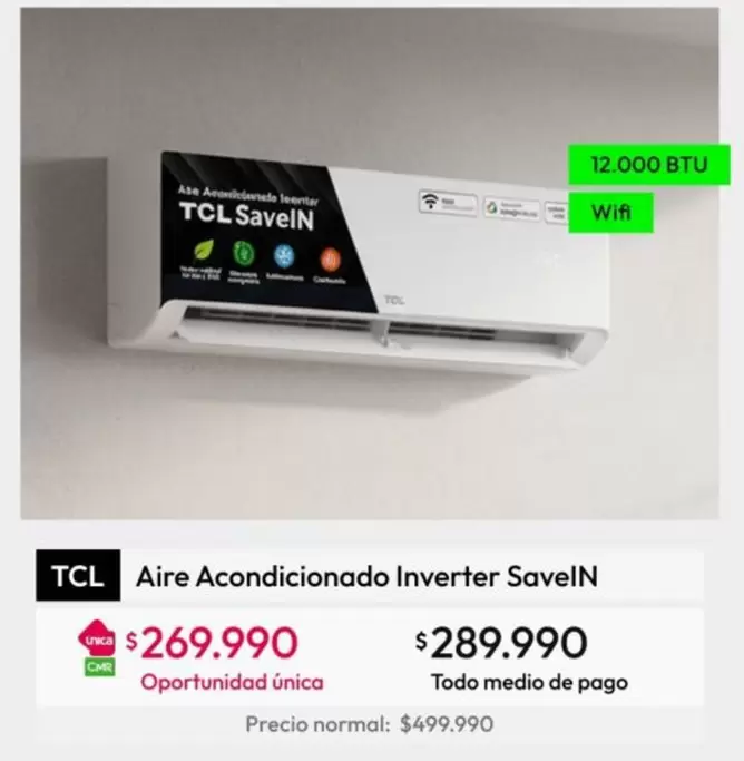 TCL - Aire Acondicionado Inverter Saveln