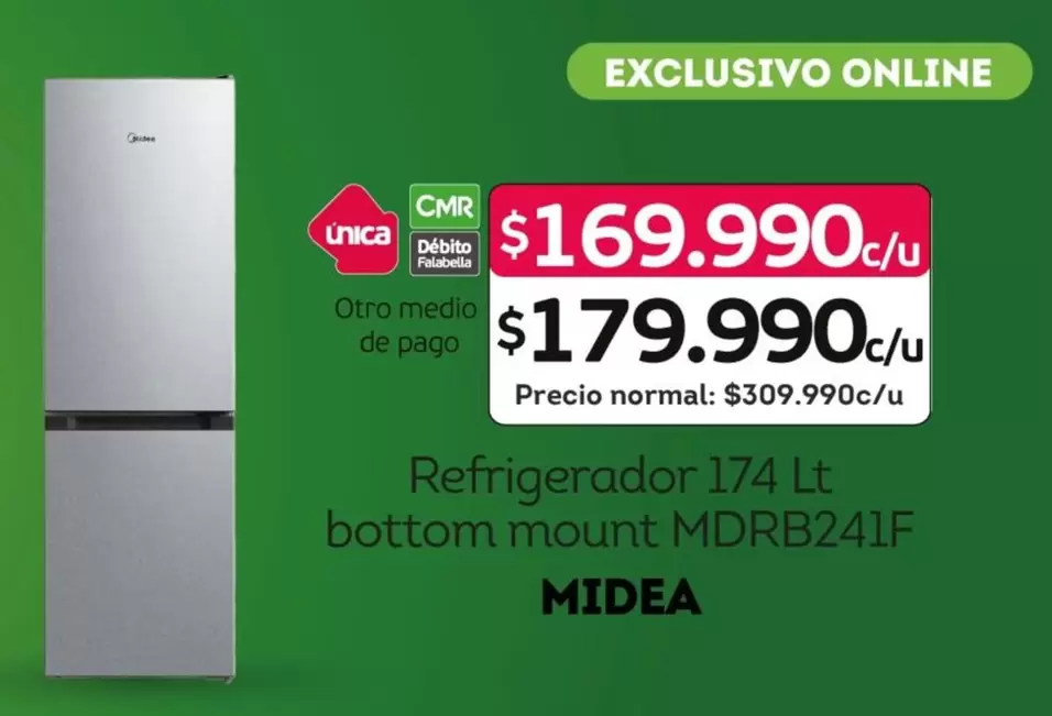 Midea - Refrigerador Bottom Mount MDRB241F