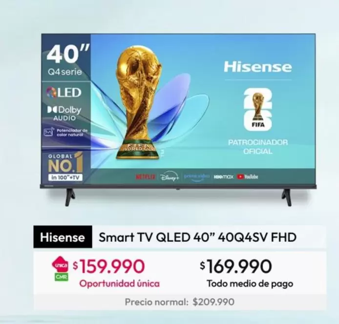 Hisense - Smart Tv Qled 40" 40q4sv Fhd