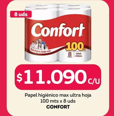 Confort - Papel Higiénico Max Ultra Hoja 100 Mts X 8 Uds
