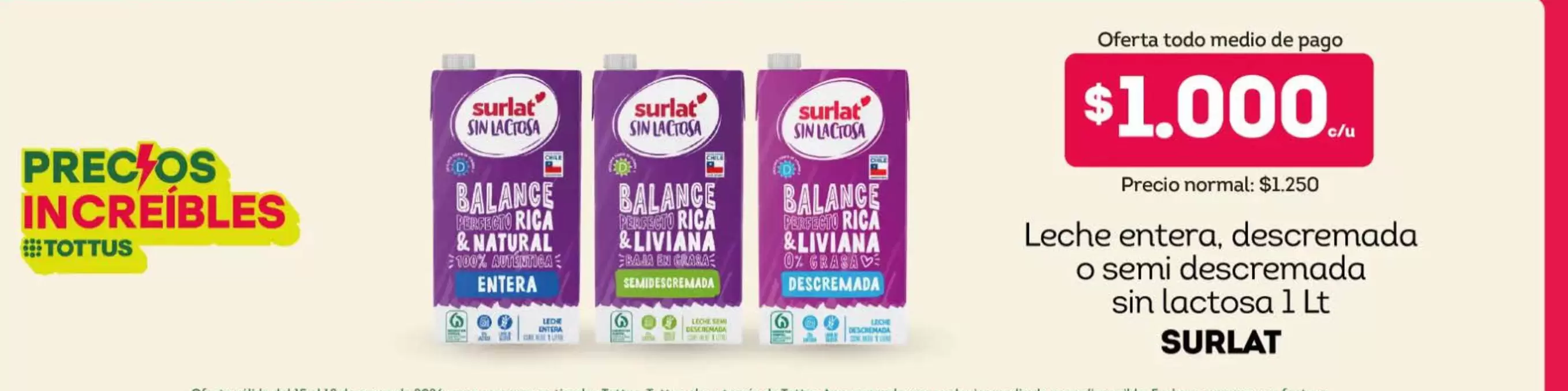 Surlat - Leche Entera, Descremado O Semi Descremado Sin Lactosa