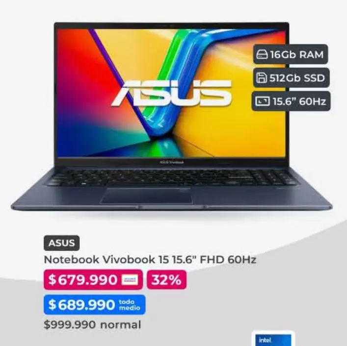 Asus - Notebook Vivobook 15 15.6" Fhd 60hz