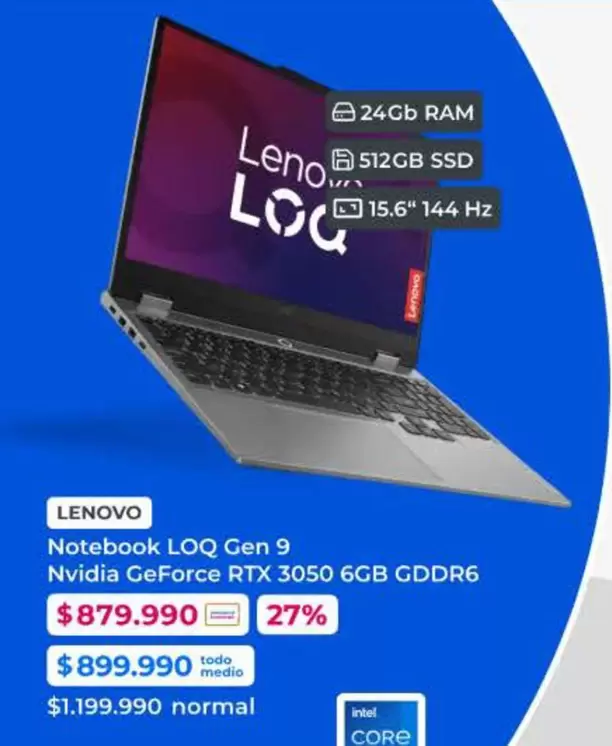 Lenovo - Notebook Gen 9 Nvidia Geforce RTX 3050 6GB GDDR6