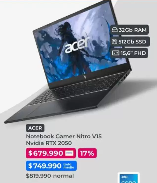 Acer - Notebook Gamer Nitro V15 Nvidia RTX 2050