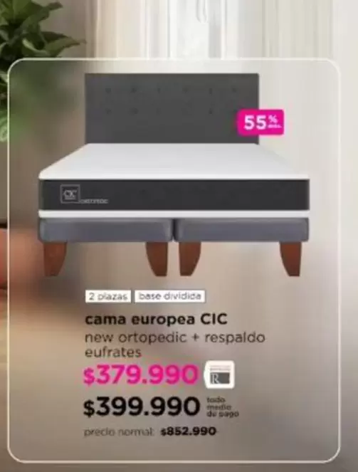 Cic - Cama Europea New Ortopedic + Respaldo Eufates