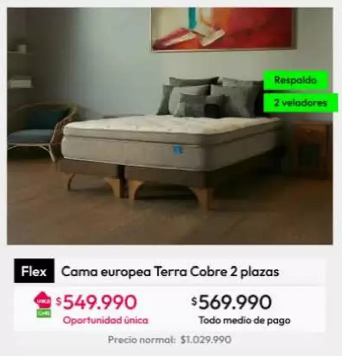 Flex - Cama Europea Terra Cobre 2 Plazas