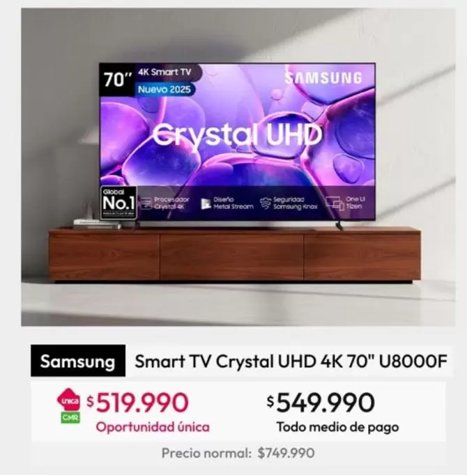 Samsung - Smart TV Crystal UHD 4K 70" U8000F