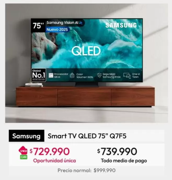 Samsung - Smart TV QLED 75" Q7F5