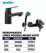 Monomandos Línea Modena Negro Mate