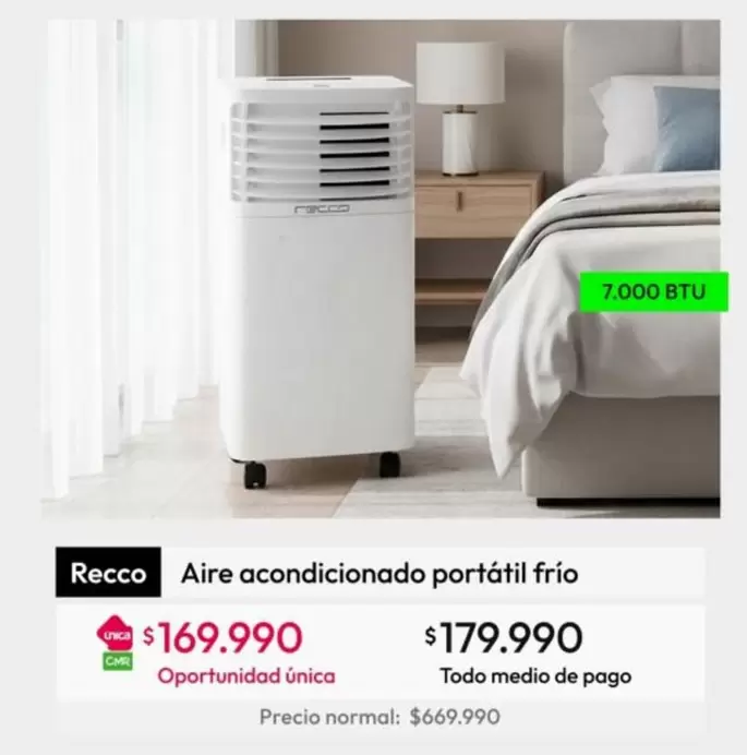 Recco - Aire Acondicionado Portátil Frio