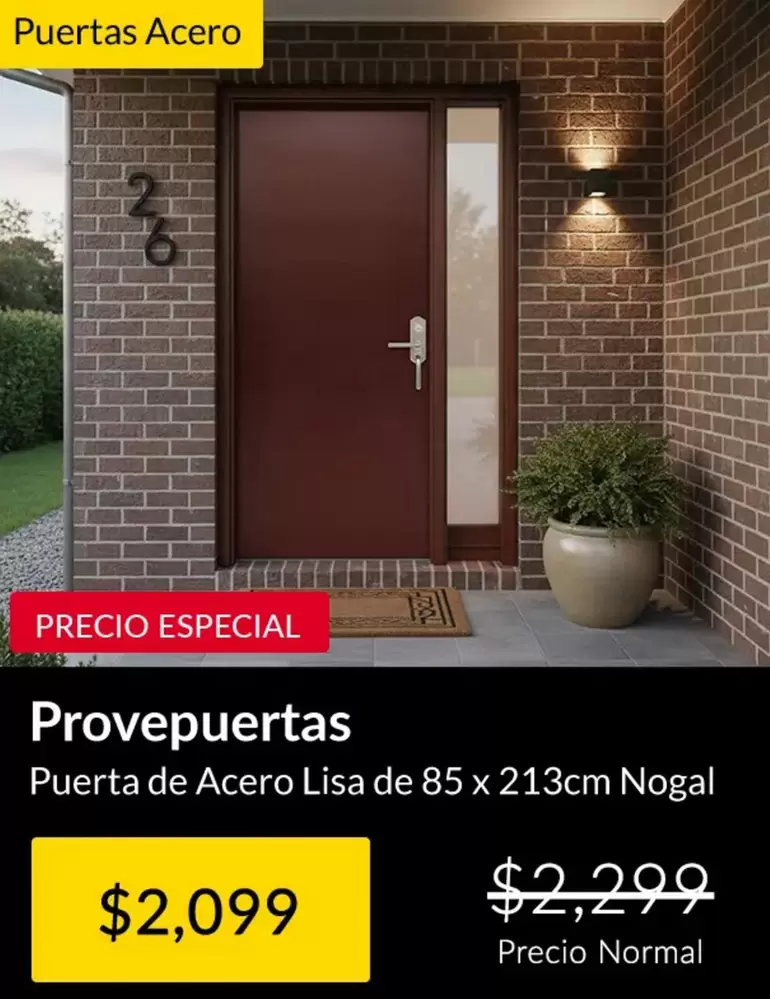 Puerta De Acero Lisa De 85x213cm Nogal