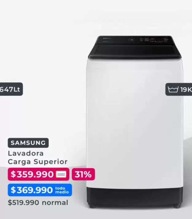 Samsung - Lavadora Carga Superior