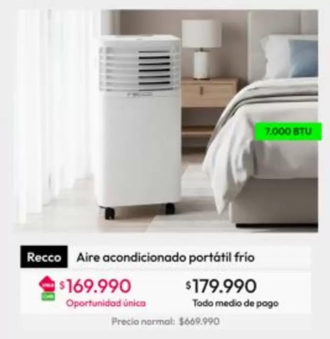 Recco - Aire Acondicionado Portátil Frio