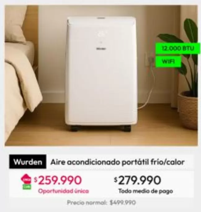 Wurden - aire acondicionado portátil frio/calor