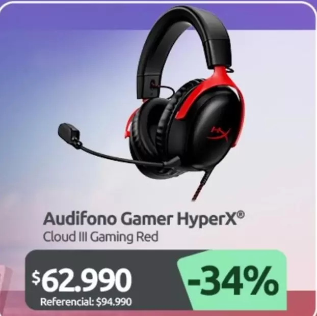 Audifono Gamer HyperXR Cloud Iii Gaming Red