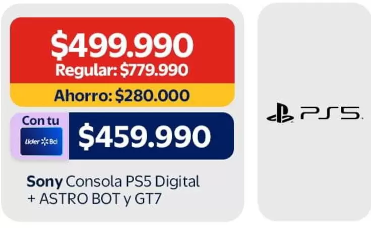 Lider - Consola Ps5 Digital + Astro Bot Y Gt7