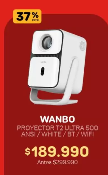 Proyector T2 Ultra 500 Ansi / White / Bt / Wifi