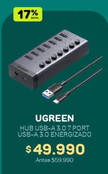 Hub Usb-a-3.7 Port Usb-a 3.0 Energizado