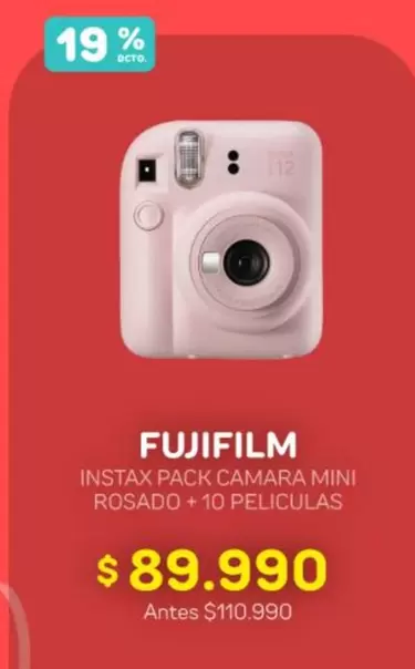 Fujifilm - Instax Pack Camara Mini Rosado +10 Peliculas