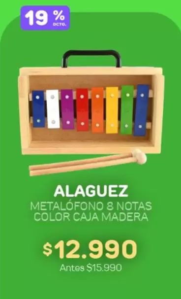 Metalofono 8 Notas Color Caja Madera