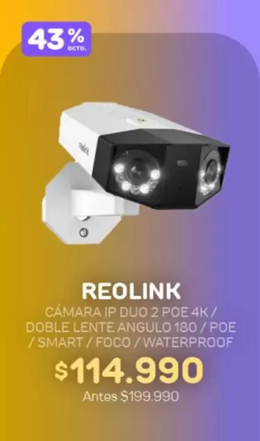 Duo - Camara I  2 Poe 4k/ Doble Lente Angulo/poe/ Smart/ Foco/ Waterproof