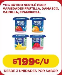 Nestlé - Yog Batido 115gr Variedades Frutilla, Damasco, Vainilla, Frambuesa
