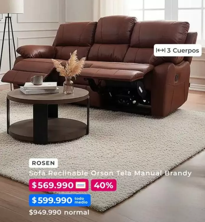 Rosen - Sofa Redliable Orsan Tela Manual Brandy