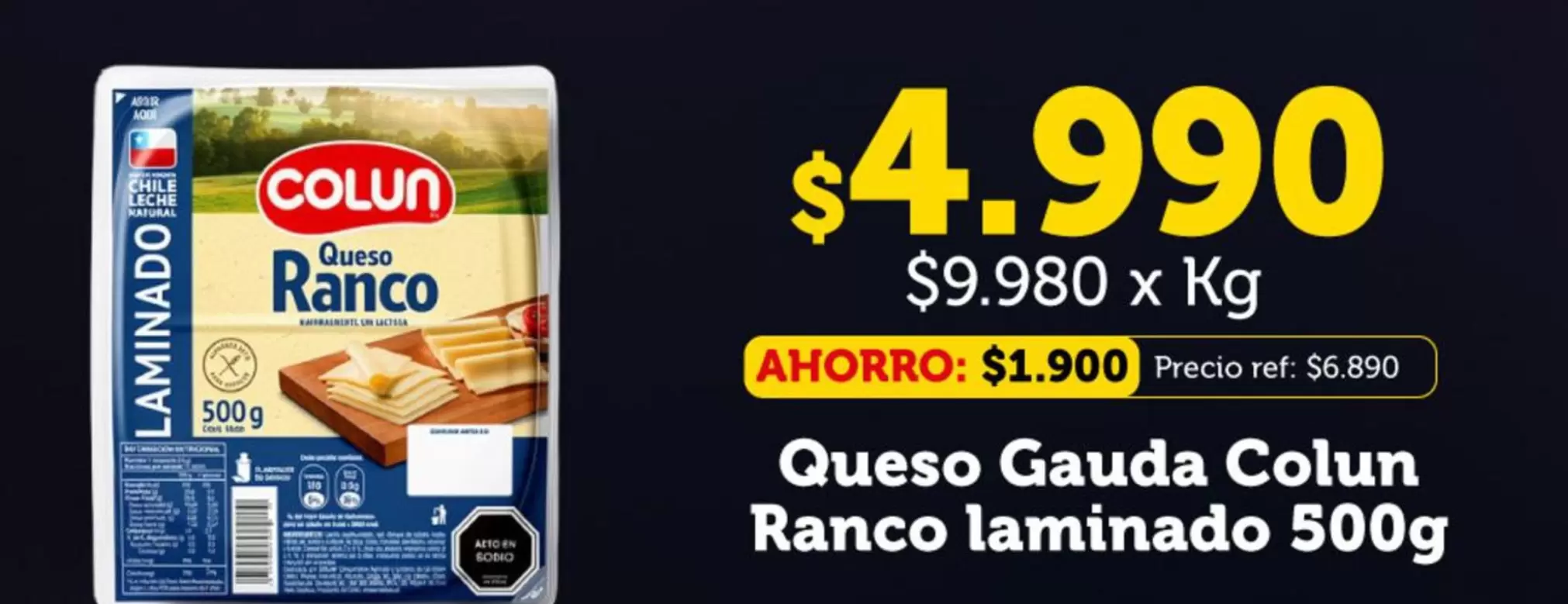 Colun - Queso Gauda Ranco Laminado
