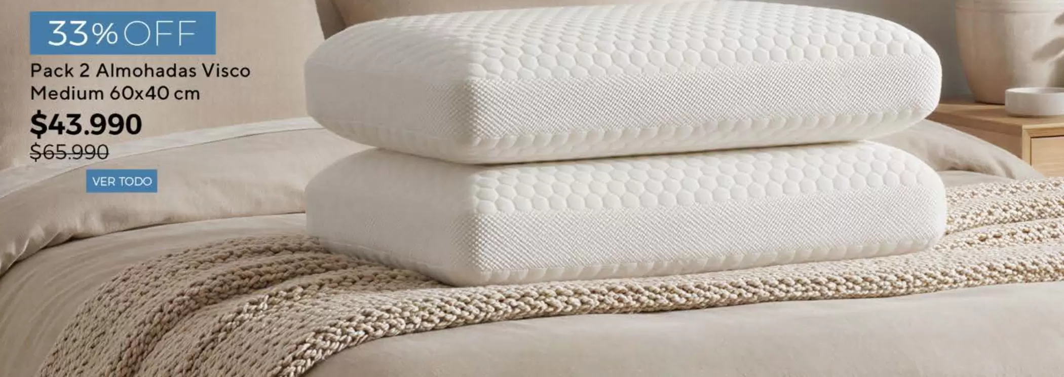 Pack 2 Almohada Visco Medium 60x40 Cm