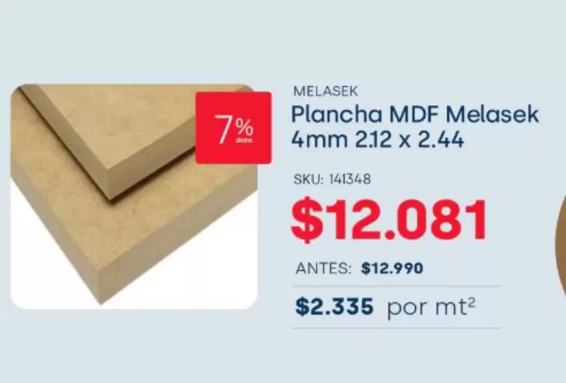 Plancha Mdf Melasek 4mm