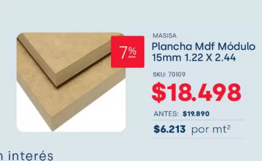 Plancha Mdf Modulo 15mm
