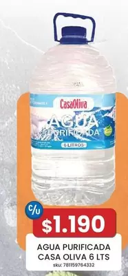 Agua Purificada Casa Oliva 6 Lts