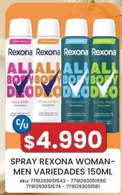Rexona - Spray Woman-Men Variedades 150ml