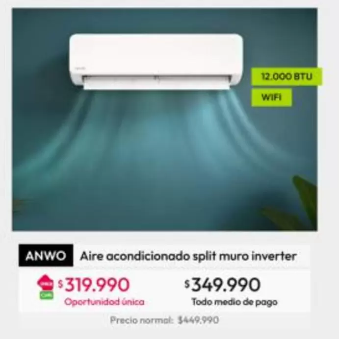 Anwo - Aire Acondicionado Split Muro Inverter