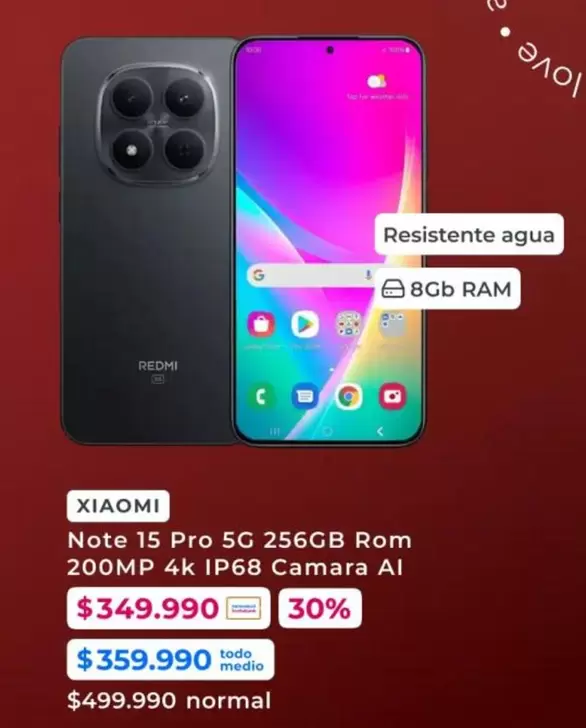 Xiaomi - Note 15 Pro 5G 256GB Rom 200MP 4K IP68 Camara Al