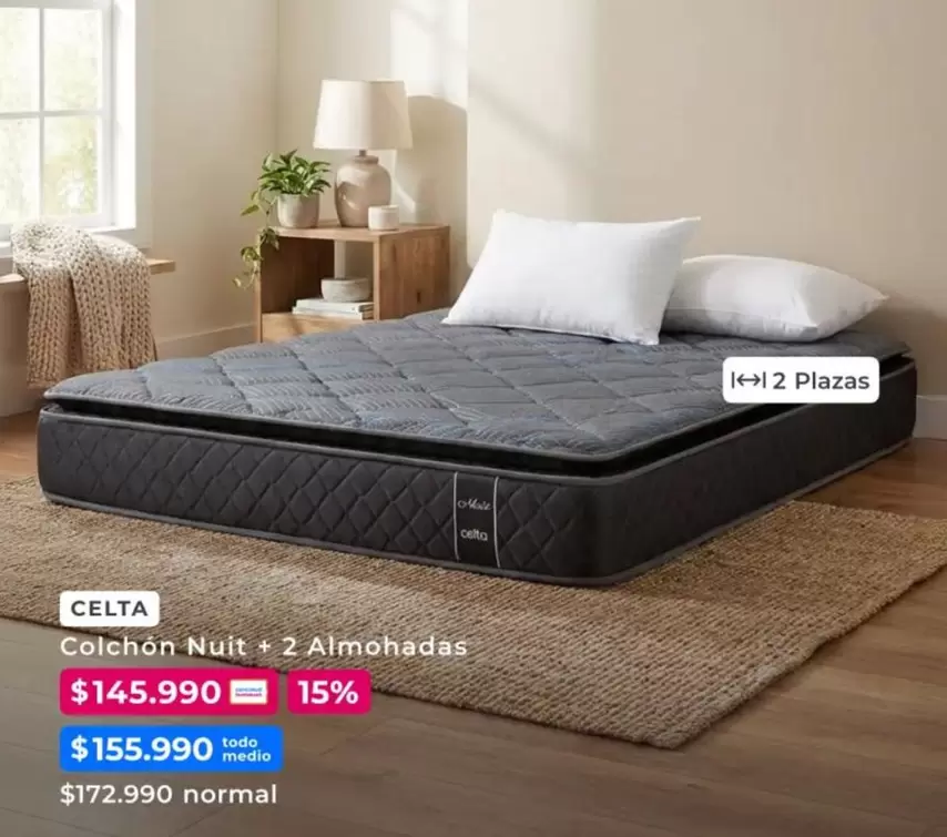 Celta - Colchon Nuit + Almohadas