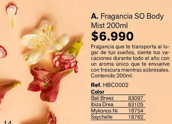 Fragancia So Body Mist 200ml