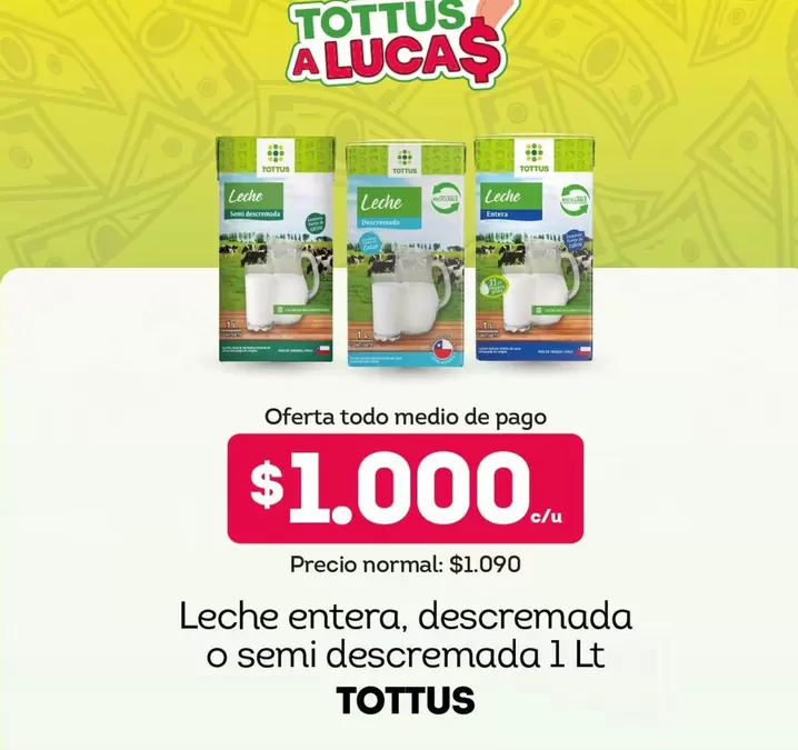 Tottus - Leche Entera, Descremada O Semi Descremada