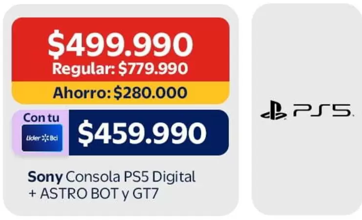 Lider - Consola Ps5 Digital + Astro Bot Y Gt7