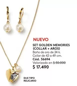 Golden - Nuevo Set  Memories (Collar+Aros)