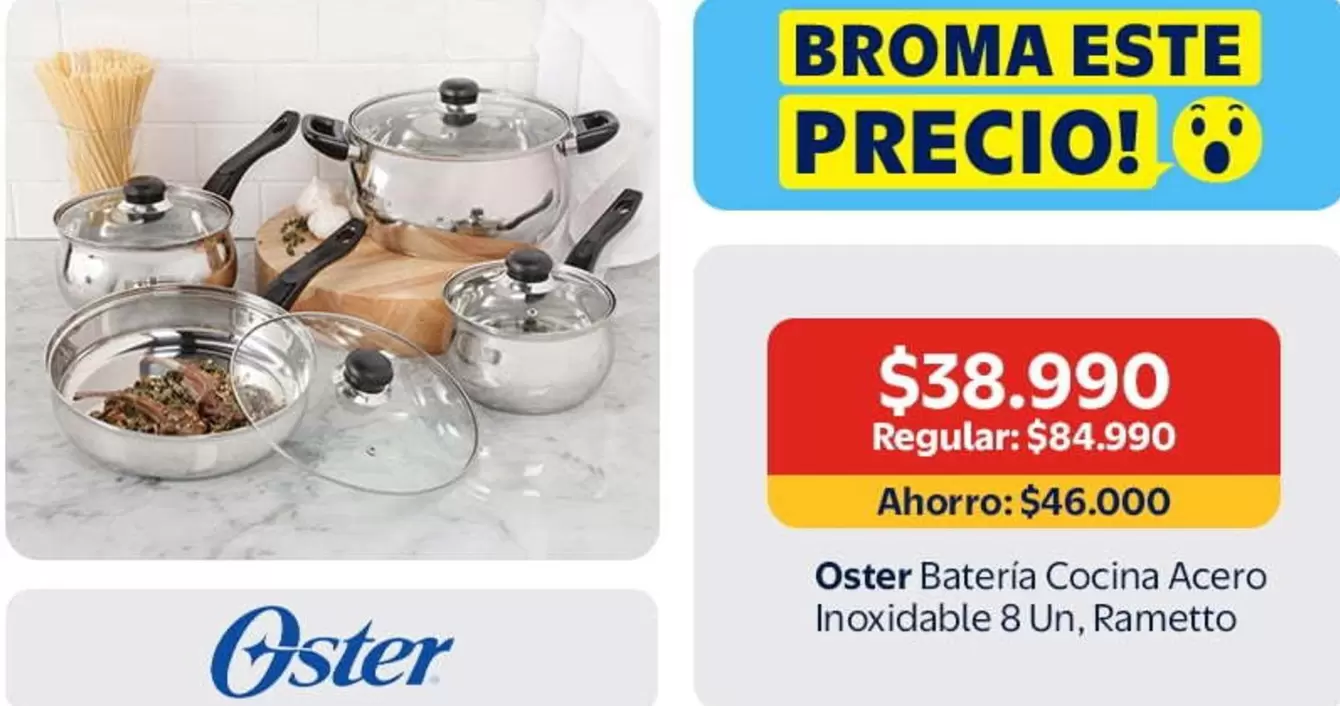 Oster - Bateria Cocina Acero Inoxidable 8 Un, Rametto